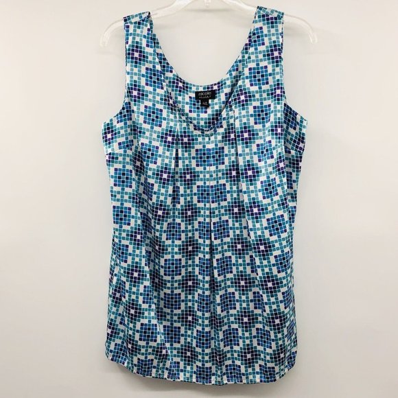 Nicole by Nicole Miller Tops - Nicole by Nicole Miller Blouse Womens L Used Sleeveless Blue Purple Cream